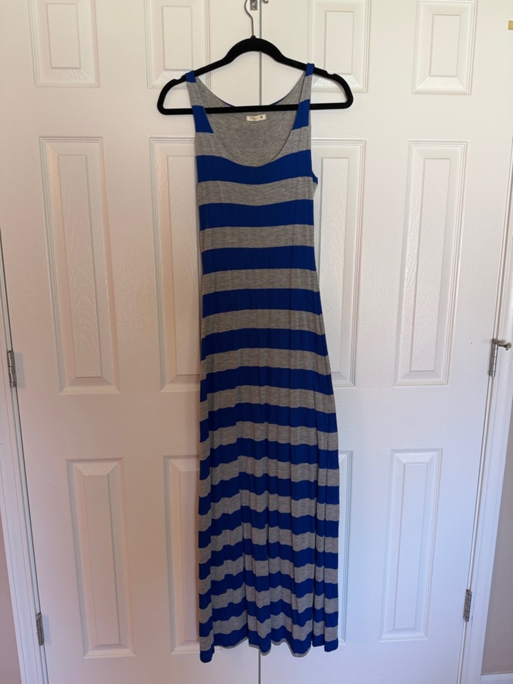 Blue and Gray Striped Maxi Dress - Casual Tank Style by SOPRANO